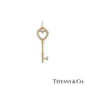 Tiffany & Co. 18k Yellow Gold Diamond Set Heart Key Pendant